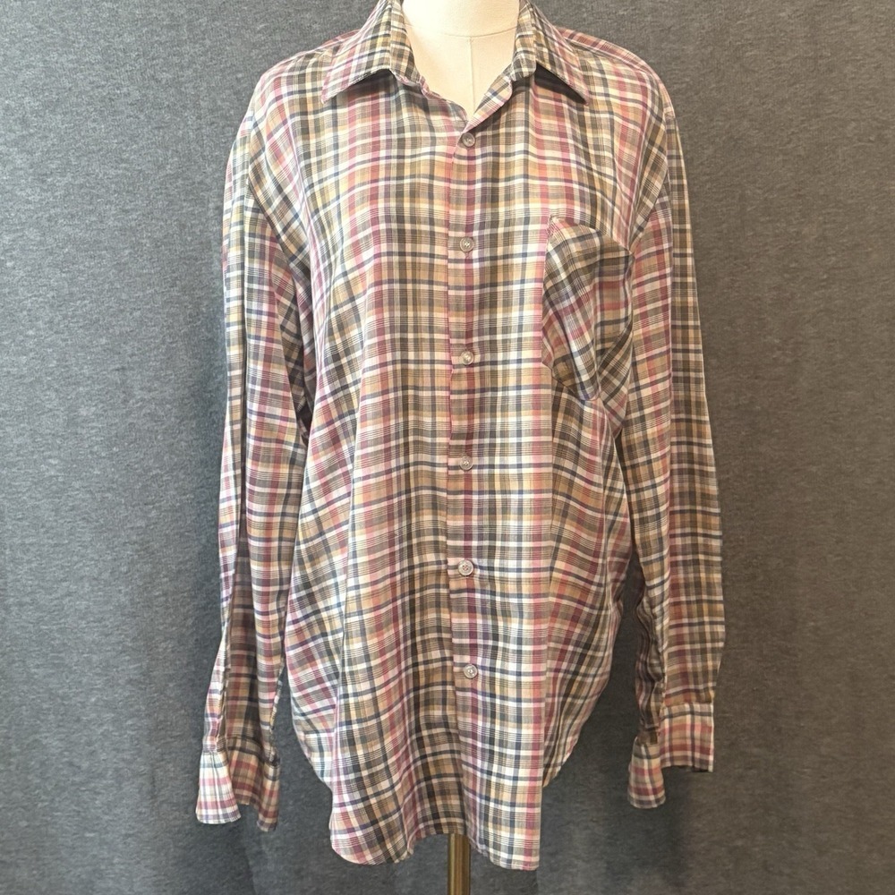 Vintage J.P. Austin Plaid Button-Up Shirt Mens Large Long Sleeve Checkered